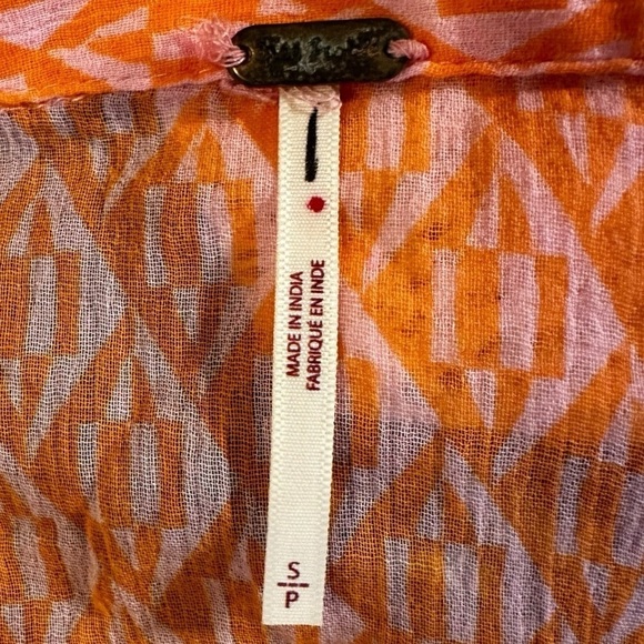 Free People Rillo Shirt Dress Pink Rose Size Small NWOT Cover Up Orange Tropical - Picture 7 of 12